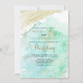 Moderne Gouden Groene Kalligrafie Voor & Achterbru Kaart (Voorkant)