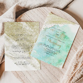 Moderne Gouden Groene Kalligrafie Voor & Achterbru Kaart