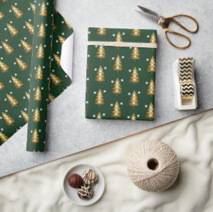 Moderne gouden groene kerstboom cadeaupapier