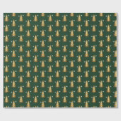 Moderne gouden groene kerstboom cadeaupapier (Vlak)