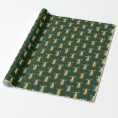 Moderne gouden groene kerstboom cadeaupapier (Uitgerold)