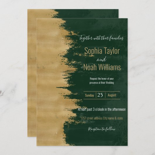 Moderne gouden groene penseelstreken Abstract schi (Voorkant / Achterkant)