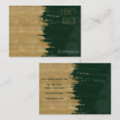 Moderne gouden groene penseelstreken Abstract schi Visitekaartje (Voorkant / Achterkant)