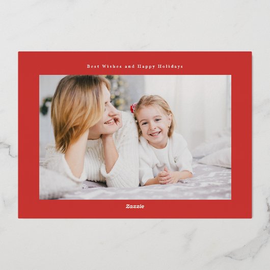 Moderne Gouden Groenen Vrolijk Kerstfeest Multi Fo Folie Feestdagenkaart (Achterkant)