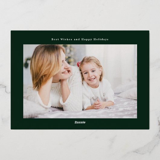 Moderne Gouden Groenen Vrolijk Kerstfeest Multi Fo Folie Feestdagenkaart (Achterkant)