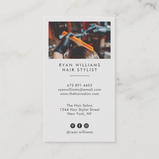 Moderne gouden haarstylist salon schaar minimalist visitekaartje (Achterkant)