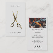 Moderne gouden haarstylist salon schaar minimalist visitekaartje (Voorkant / Achterkant)