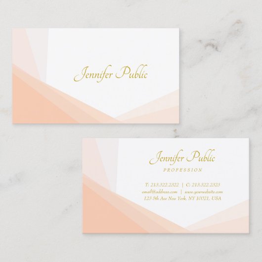 Moderne Gouden Hand Script Naam Professioneel Eleg Visitekaartje (Voorkant / Achterkant)