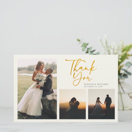 Moderne gouden handgeschakelde bruiloft Hartelijk Briefpapier (Staand voorkant)