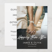 Moderne gouden handgeschreven foto Gelukkig tot he Save The Date (Voorkant / Achterkant)