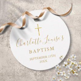 Moderne Gouden Handtekening Doop Christening Bedankjes Labels