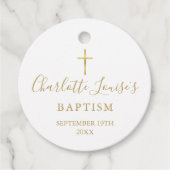 Moderne Gouden Handtekening Doop Christening Bedankjes Labels (Voorkant)