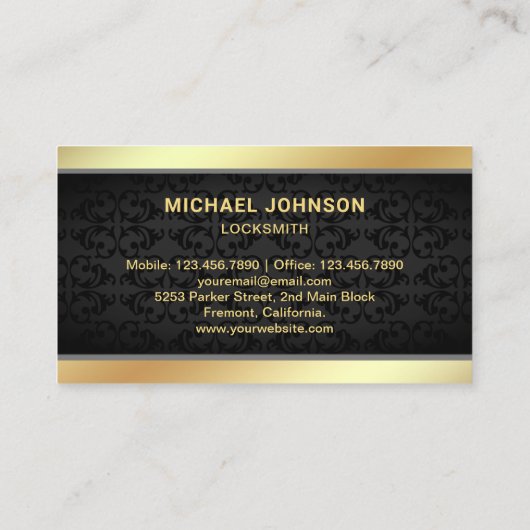 Moderne Gouden Hangslot Slotenmaker Visitekaartje (Achterkant)