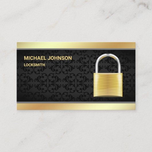 Moderne Gouden Hangslot Slotenmaker Visitekaartje (Voorkant)