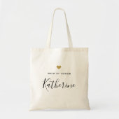 Moderne gouden hart bruidsmeisje tote bag (Voorkant)