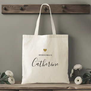 Moderne Gouden Hart Bruidsmeisje Tote Tas