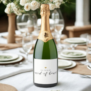 Moderne Gouden Hart Bruidsmeisje Voorstel Sparkling Wijnetiket