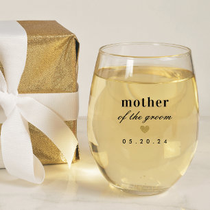 Moderne gouden hart cadeau voor moeder van de brui wijnglas zonder voet