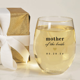 Moderne gouden hart cadeau voor moeder van de brui wijnglas zonder voet