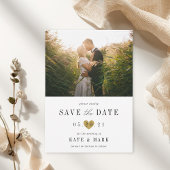 Moderne gouden hart foto bruiloft save the date