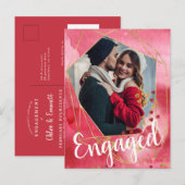 Moderne Gouden Hart Geometrische Foto Verlovingsfe Uitnodiging Briefkaart (Voorkant / Achterkant)