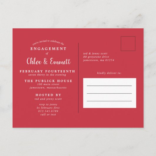 Moderne Gouden Hart Geometrische Foto Verlovingsfe Uitnodiging Briefkaart (Achterkant)