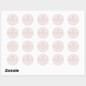 Moderne gouden hart kalligrafie Merknaam Roze Ronde Sticker (Vel)