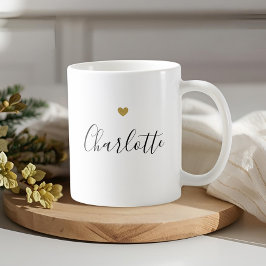 Moderne gouden hart kalligrafie naam koffiemok