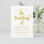 Moderne gouden hart script trouwkaart RSVP kaartje (Staand voorkant)