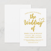 Moderne gouden hart script trouwkaart RSVP kaartje (Voorkant / Achterkant)