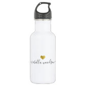 Moderne gouden hart scriptnaam  waterfles  (Voorkant)