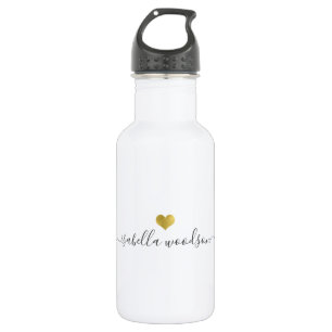 Moderne gouden hart scriptnaam  waterfles 