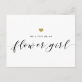 Moderne Gouden Harten Wil Je Mijn Bloemenmeisje Zi Uitnodiging Briefkaart (Voorkant)