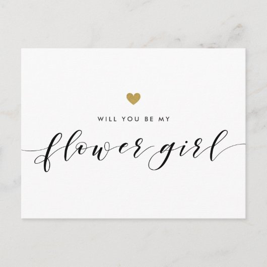 Moderne Gouden Harten Wil Je Mijn Bloemenmeisje Zi Uitnodiging Briefkaart (Voorkant)