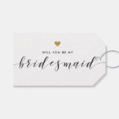 Moderne Gouden Harten Wil je mijn bruidsmeisje zij Cadeaulabel (Voorkant (Horizontaal))