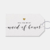 Moderne gouden harten zal je mijn bruidsmeisje zij cadeaulabel (Voorkant (Horizontaal))