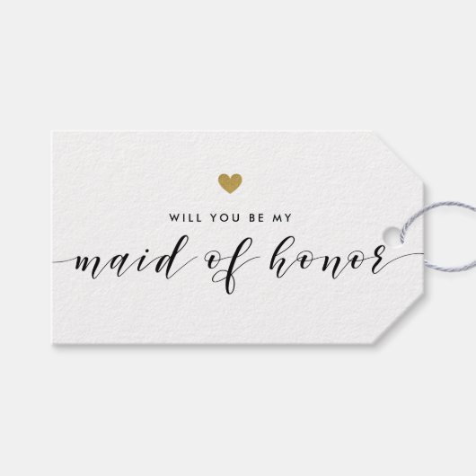 Moderne gouden harten zal je mijn bruidsmeisje zij cadeaulabel (Voorkant (Horizontaal))