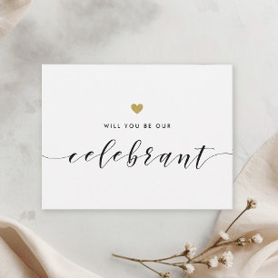 Moderne Gouden Harten Zijn Onze Celebrant Uitnodiging Briefkaart