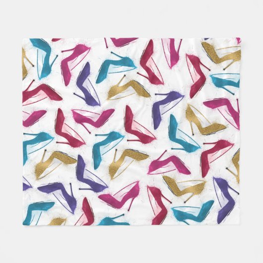 Moderne gouden hoge hakken Waterverf Fleece Deken (Voorkant (Horizontaal))