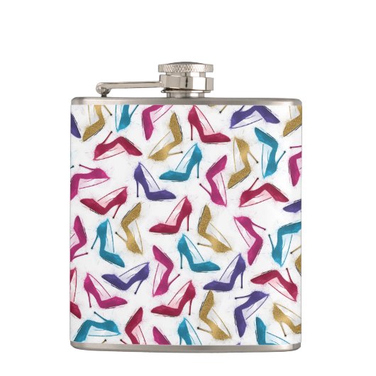 Moderne gouden hoge hakken Waterverf Heupfles (Voorkant)