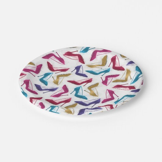 Moderne gouden hoge hakken Waterverf Papieren Bordje (Gekanteld)