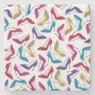 Moderne gouden hoge hakken Waterverf Stenen Onderzetter