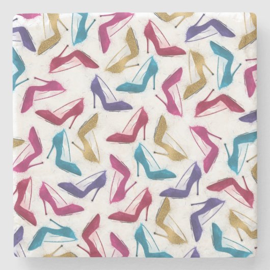 Moderne gouden hoge hakken Waterverf Stenen Onderzetter (Voorkant)