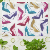 Moderne gouden hoge hakken Waterverf Theedoek (Gevouwen)