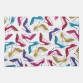 Moderne gouden hoge hakken Waterverf Theedoek (Horizontaal)