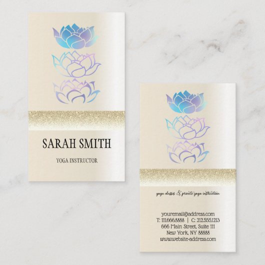 Moderne gouden holografische lotus visitekaartje (Voorkant / Achterkant)
