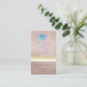 Moderne gouden holografische lotus visitekaartje (Staand voorkant)