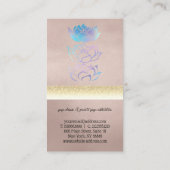 Moderne gouden holografische lotus visitekaartje (Achterkant)