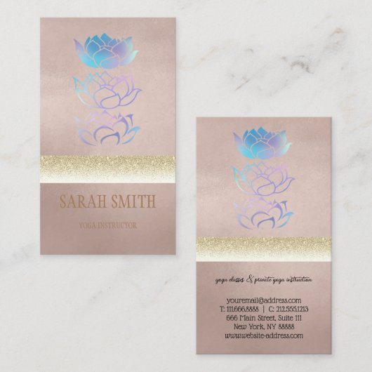 Moderne gouden holografische lotus visitekaartje (Voorkant / Achterkant)