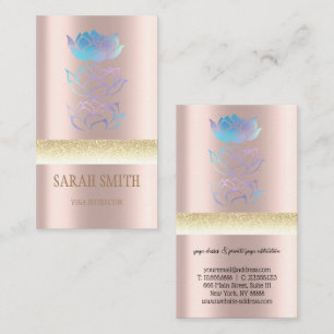 Moderne gouden holografische lotus visitekaartje